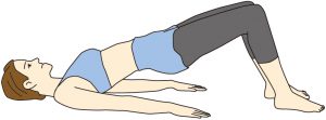 山口県下関市のしんしも整骨院で行う体幹トレーニング。お腹にも力を入れることで、カラダの前後をしっかりトレーニング。引き締め効果とヒップアップ効果も